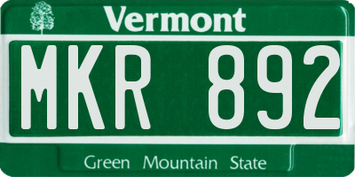 VT license plate MKR892