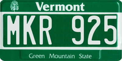 VT license plate MKR925