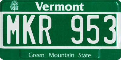 VT license plate MKR953