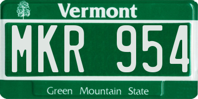 VT license plate MKR954