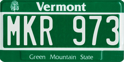 VT license plate MKR973