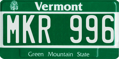 VT license plate MKR996
