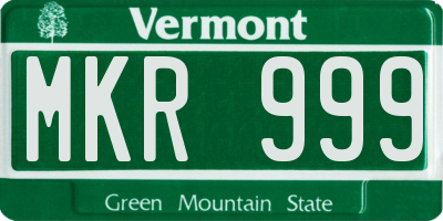 VT license plate MKR999