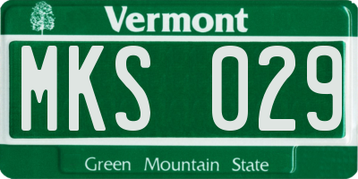 VT license plate MKS029