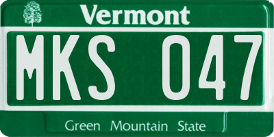 VT license plate MKS047