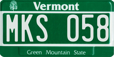 VT license plate MKS058