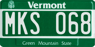 VT license plate MKS068