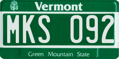 VT license plate MKS092