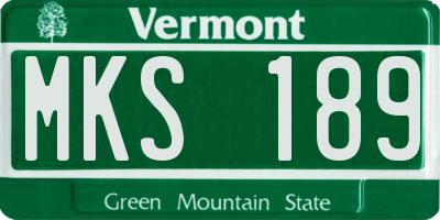 VT license plate MKS189