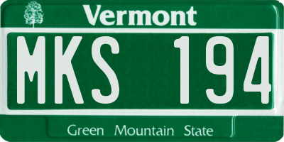 VT license plate MKS194