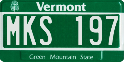 VT license plate MKS197