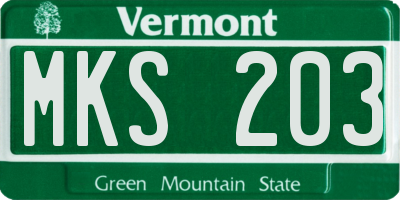 VT license plate MKS203