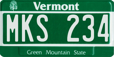 VT license plate MKS234