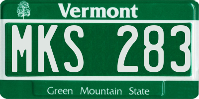 VT license plate MKS283