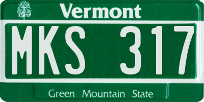 VT license plate MKS317