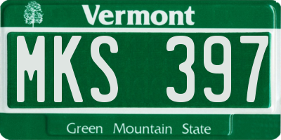 VT license plate MKS397