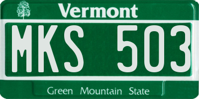 VT license plate MKS503