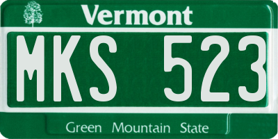 VT license plate MKS523