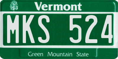 VT license plate MKS524