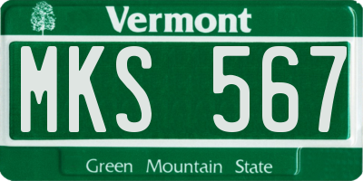 VT license plate MKS567
