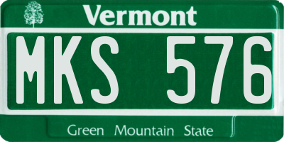 VT license plate MKS576