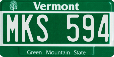 VT license plate MKS594