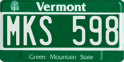 VT license plate MKS598