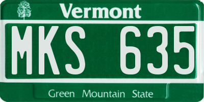 VT license plate MKS635