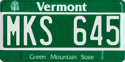 VT license plate MKS645