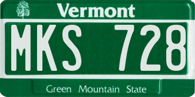 VT license plate MKS728