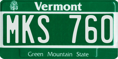 VT license plate MKS760