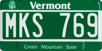 VT license plate MKS769