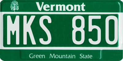 VT license plate MKS850