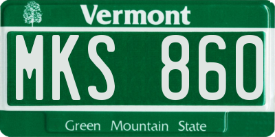 VT license plate MKS860