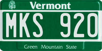 VT license plate MKS920
