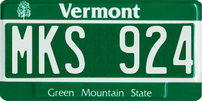 VT license plate MKS924