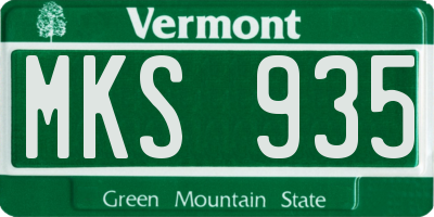 VT license plate MKS935