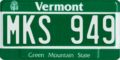 VT license plate MKS949