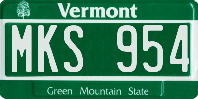 VT license plate MKS954