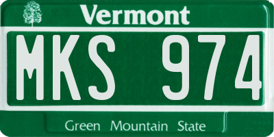 VT license plate MKS974