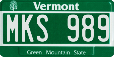 VT license plate MKS989
