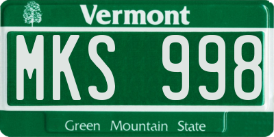 VT license plate MKS998