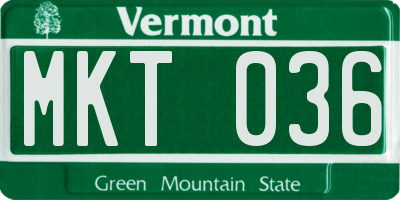 VT license plate MKT036