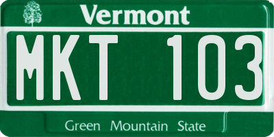 VT license plate MKT103