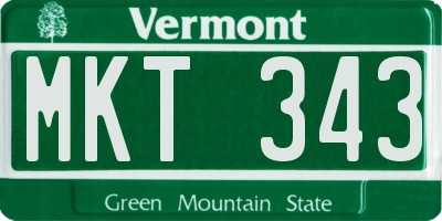 VT license plate MKT343
