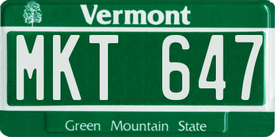 VT license plate MKT647