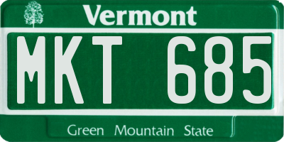 VT license plate MKT685