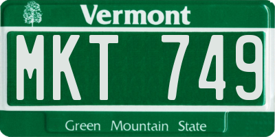 VT license plate MKT749