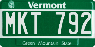 VT license plate MKT792
