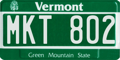 VT license plate MKT802